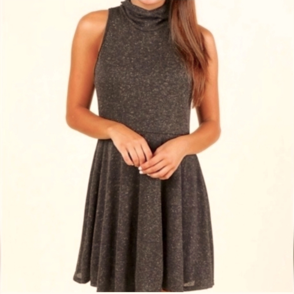 Altar’d State Dress Size M Gray Fit & Flair High Neck Sleeveless, Very Soft